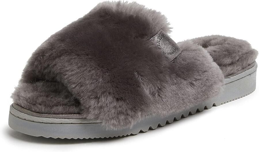 Dames Pantoffels met Schapenwol Voering Easy On Off Slide Slippers Binnen & Buiten