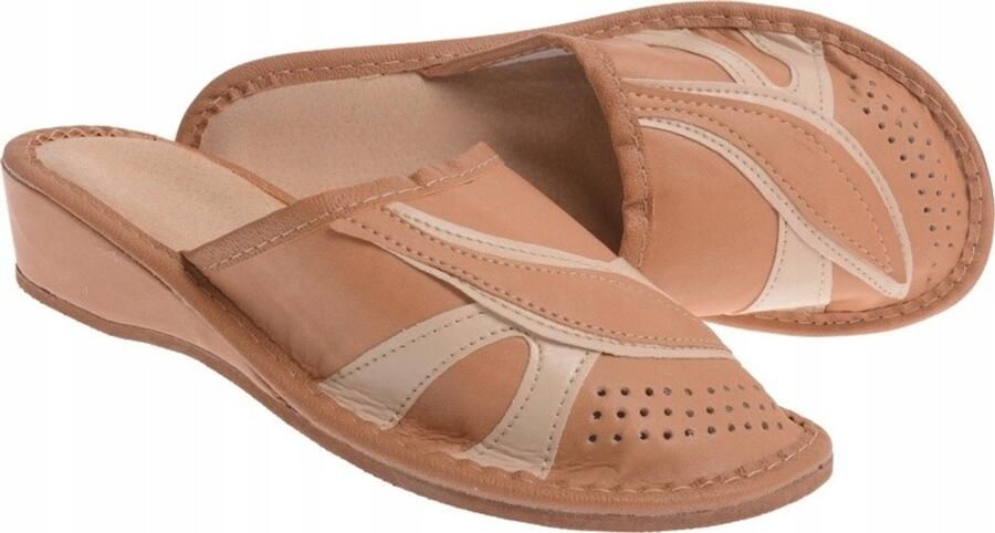 Dames Pantoffels met Sleehak Volledige Neus Camel