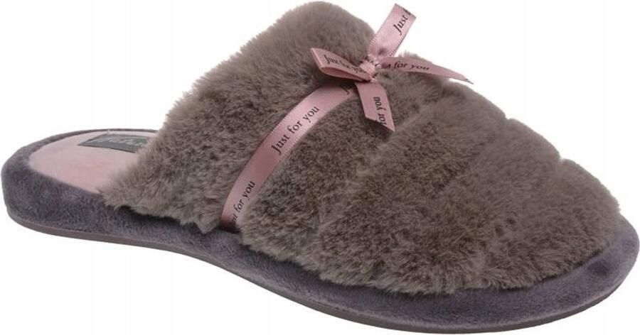 Dames Pantoffels met Strik Koffie Bruin