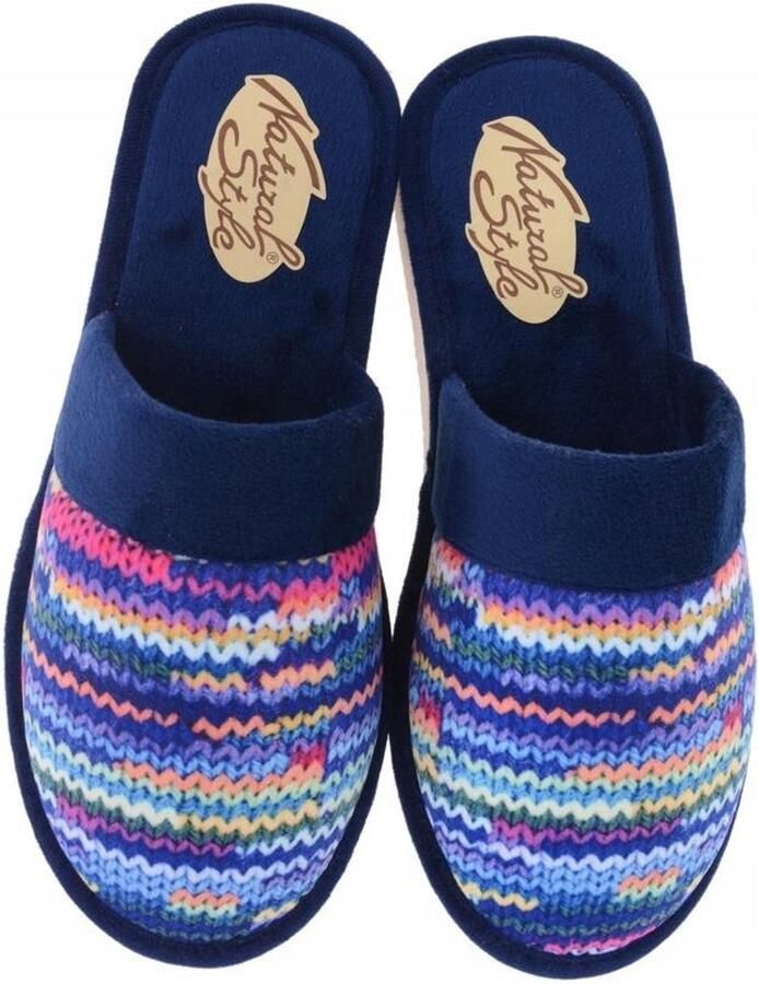 Dames Pantoffels met Sweaterpatroon Navy Blauw