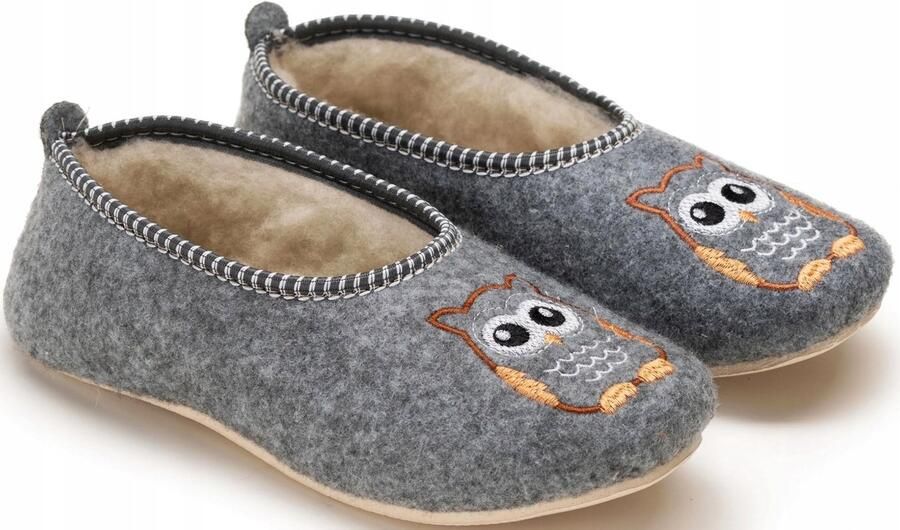 Dames pantoffels met uil borduring warm en comfortabel