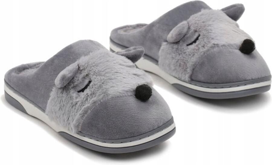 Permani Dames Pantoffels met Vos Warm & Zacht Grijs