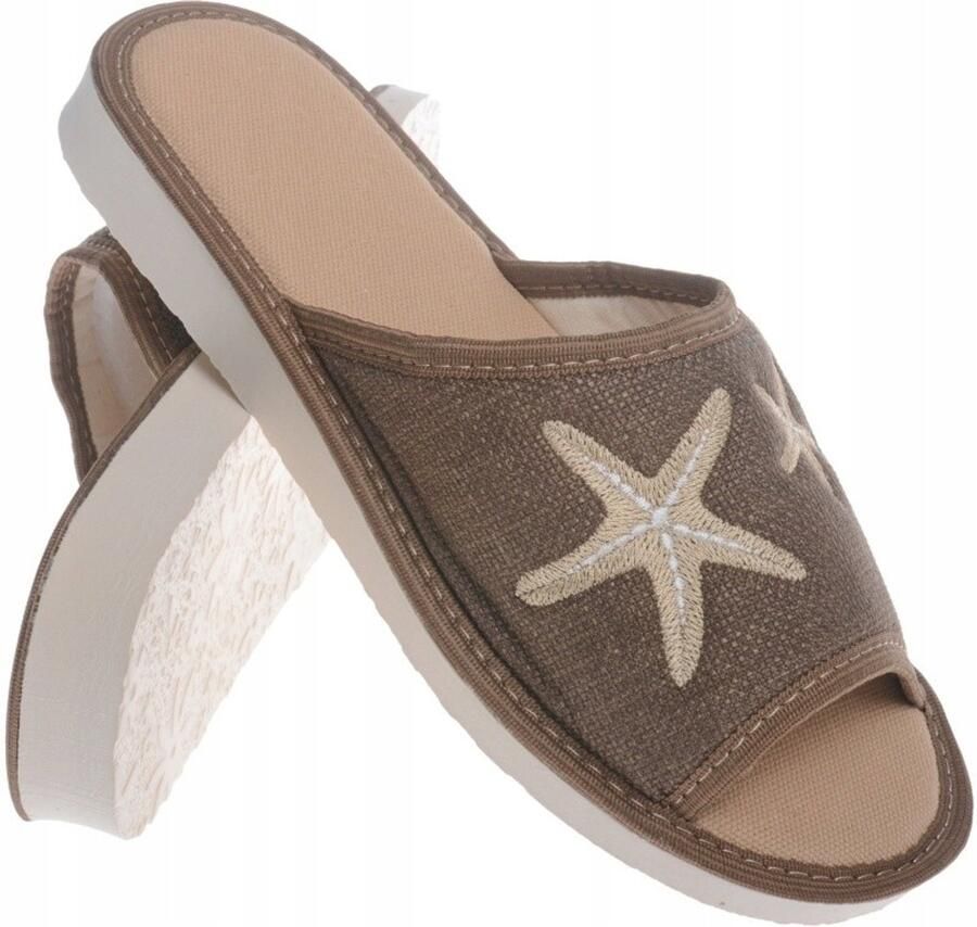 Dames pantoffels NATURA bruin