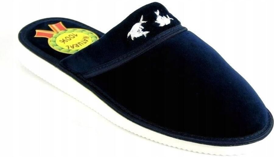 Dames Pantoffels Natuurlijk Leer Navy