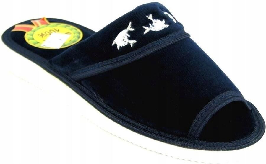 Dames Pantoffels Natuurlijk Velours Navy Blauw