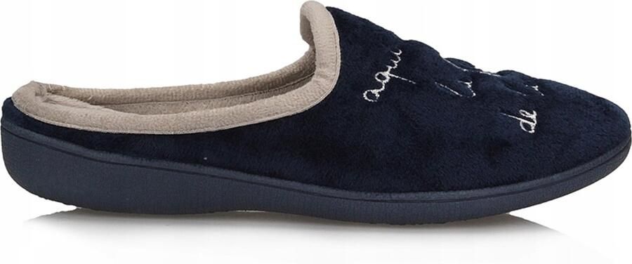 Dames pantoffels navy blauw warm gevoerd met platformzool