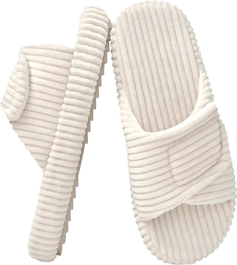 Pantoffels Open Teen Corduroy Ajusteerbare Slides met Memory Foam Antislip Comfortabel Zacht
