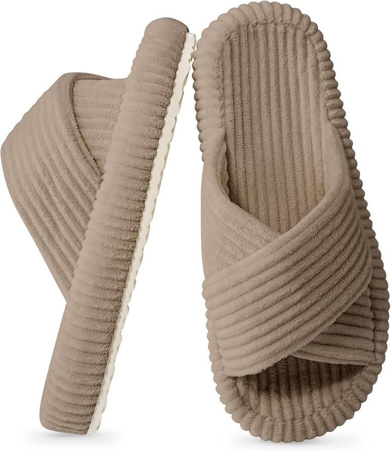 Dames Pantoffels Open Teen met Traagschuim Comfortabele Pluche Slipper met Antislipzool