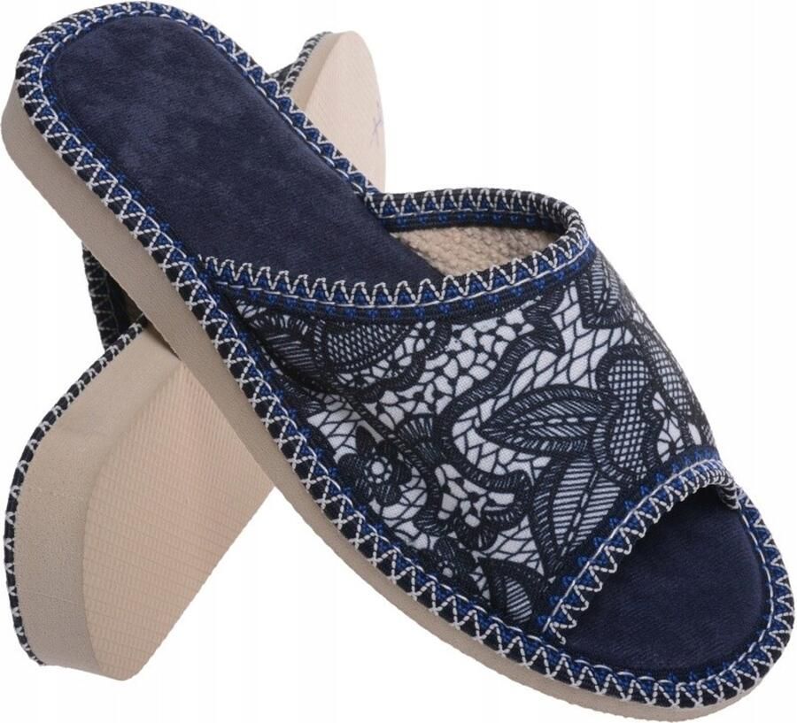 Dames Pantoffels Open Teen Navy Blauw