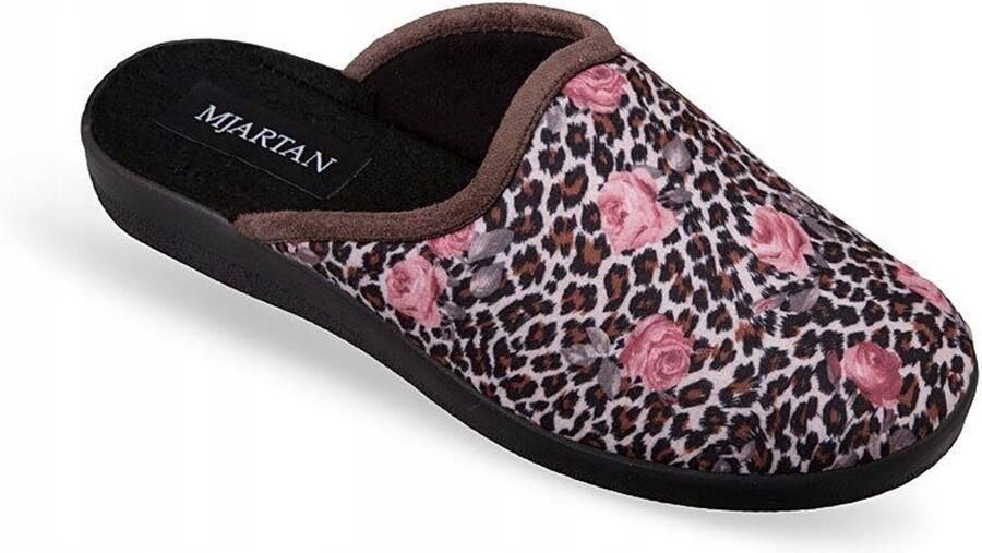 Dames Pantoffels Panterprint met Roos Comfortabel en Stijlvol
