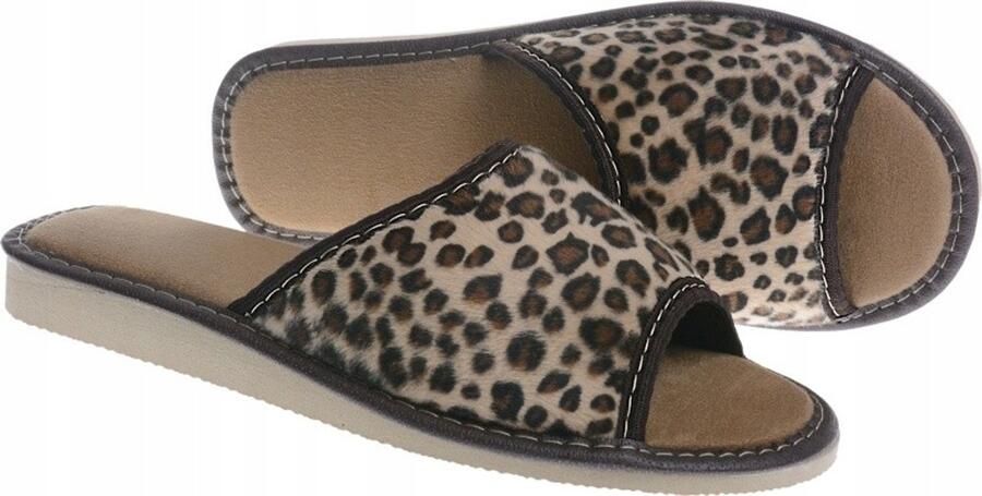 Dames pantoffels panterprint textiel