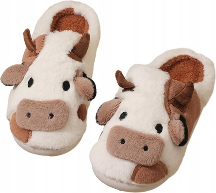 Dames Pantoffels Pluche Warm Koe