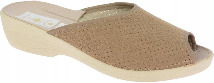 Dames Pantoffels Profiel & Open Werk Beige