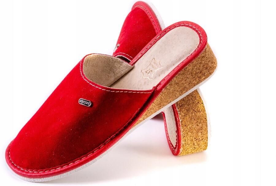Maximus Dames Pantoffels Rood Leer Kurk