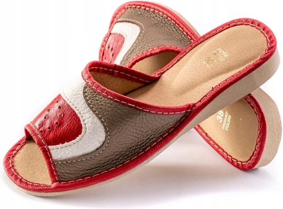 Dames Pantoffels Rood Leer Comfortabel en Huiselijk