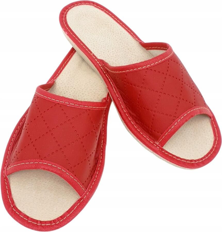 Dames Pantoffels Rood Leer Comfortabel & Licht