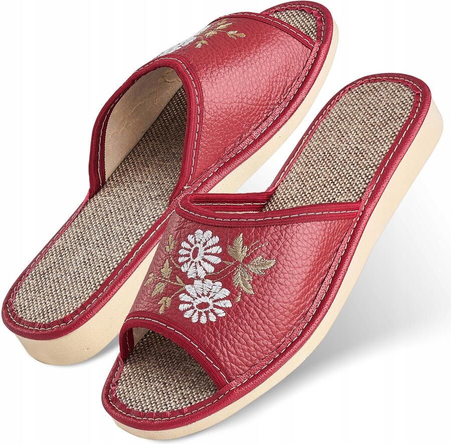Dames Pantoffels Rood Leer