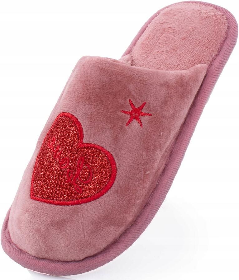 Dames Pantoffels Roze Instappers Hartjes