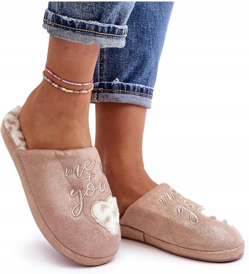 Dames pantoffels roze instappers met dikke zool