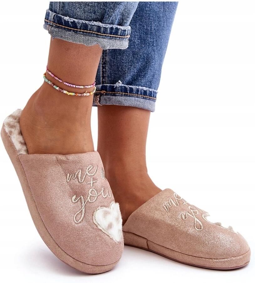 Dames pantoffels roze instappers met dikke zool