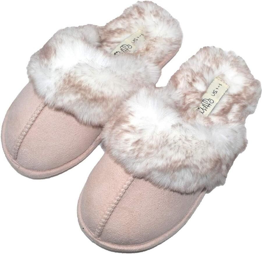 Dames Pantoffels Roze met Zachte Faux Fur Voering en Memory Foam Zool