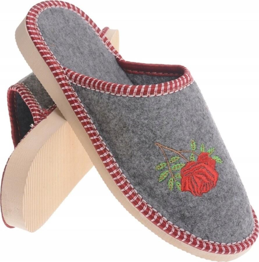 Dames Pantoffels Roze Vilt Grijs Comfortabel & Warm