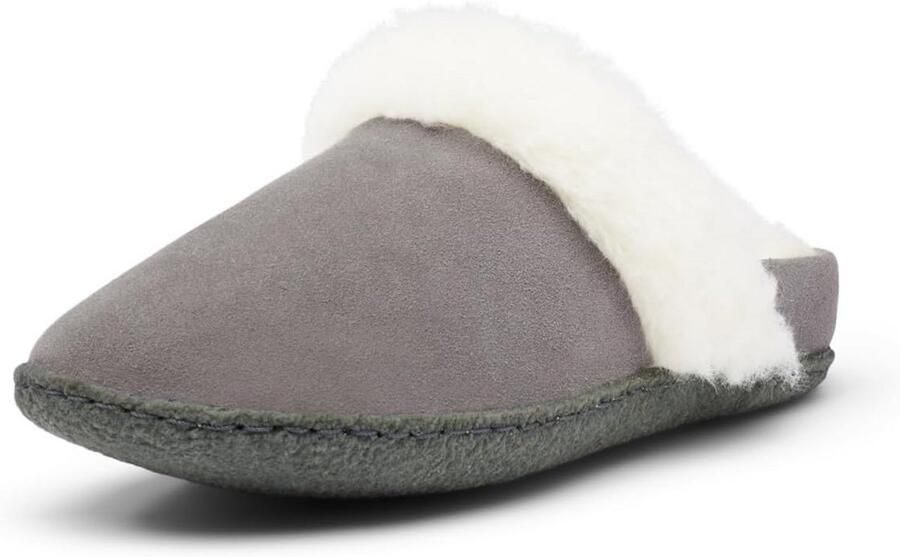Dames Pantoffels Suède met Stevige Rubberen Zool Zacht en Comfortabel
