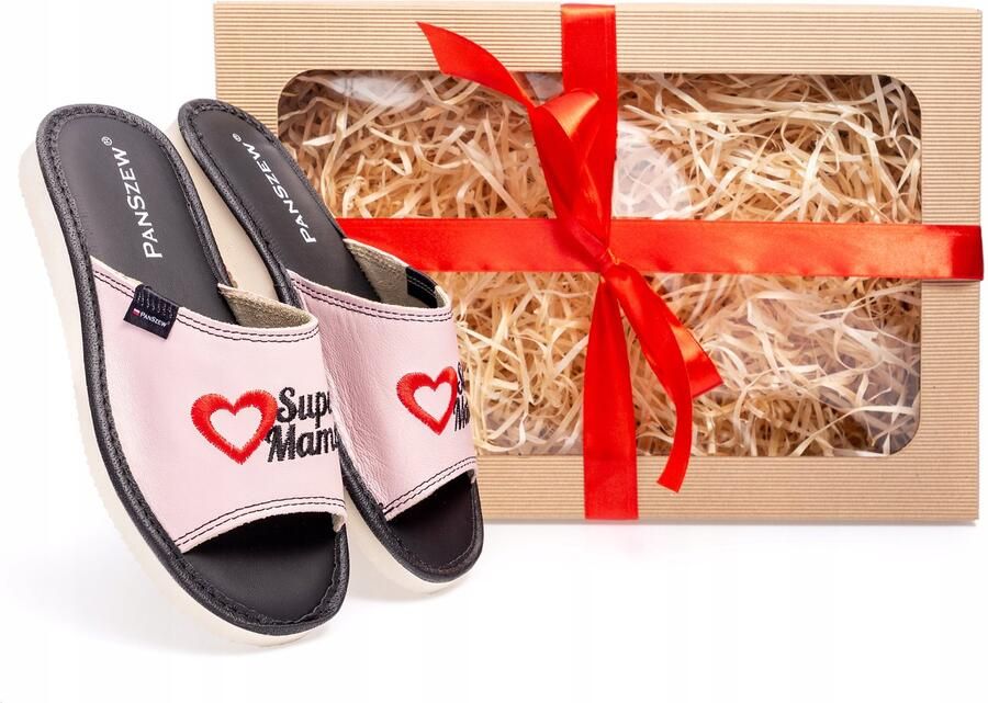 Dames Pantoffels 'Super Mama' Comfortabele Leren Slippers
