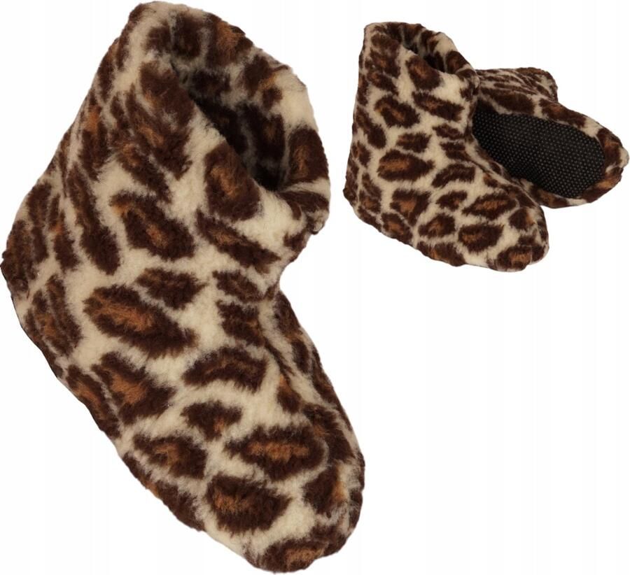 Dames Pantoffels van 100% Wol Warm & Comfortabel Panterprint