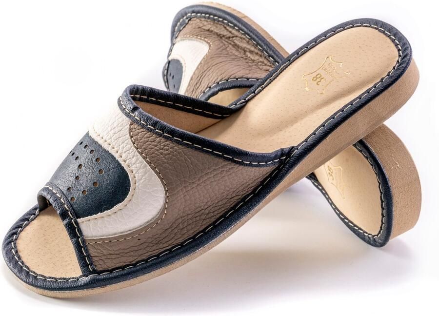 Dames pantoffels van leer comfortabel huis schoeisel