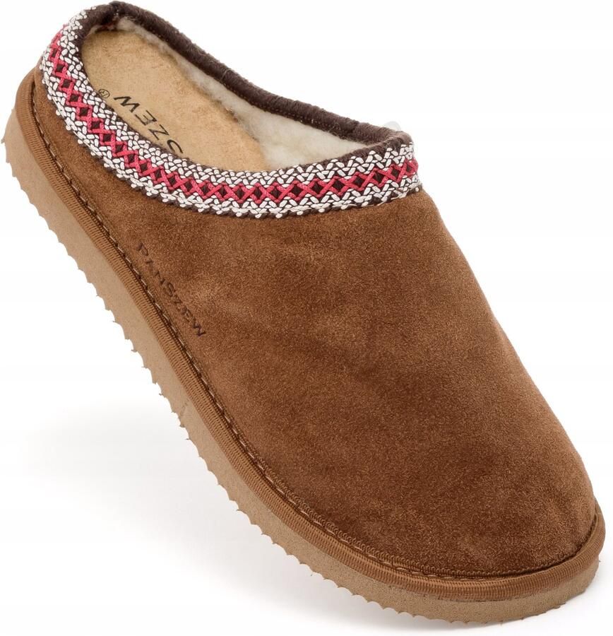 Dames Pantoffels van Leer en Merino Wol Warm en Comfortabel