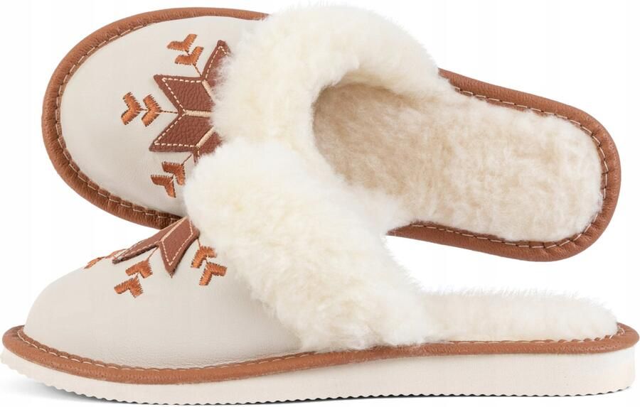 Dames Pantoffels van Leer en Wol Warm & Comfortabel