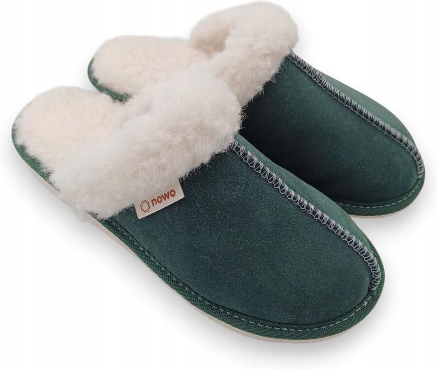 Dames Pantoffels van Leer met Natuurlijke Wol Warm en Comfortabel