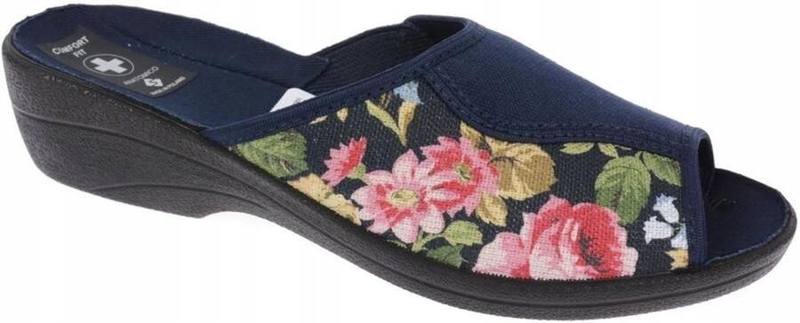 Dames pantoffels van linnen navy blauw