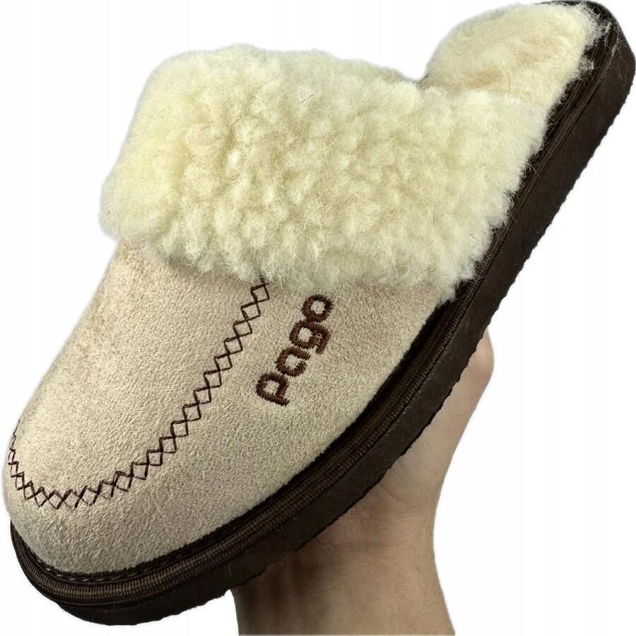Dames Pantoffels van Merino Wol Beige