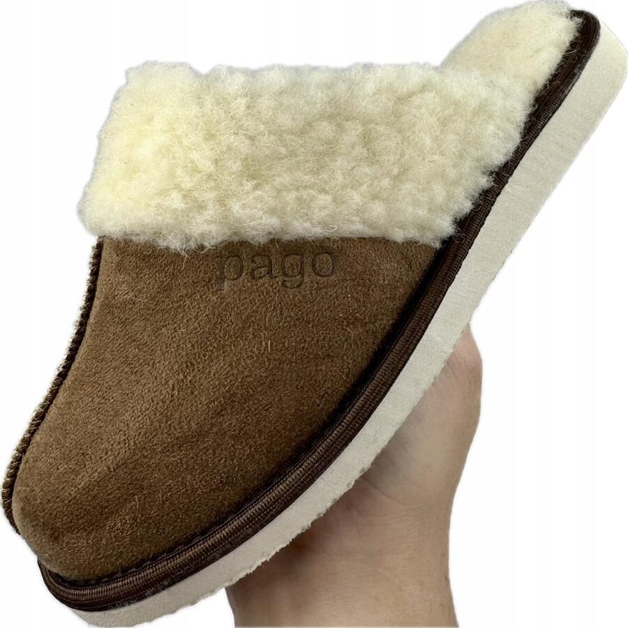 Dames Pantoffels van Merino Wol Bruine Suede Comfort