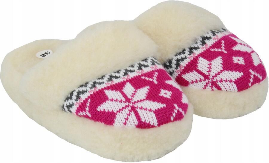 Dames pantoffels van Merino wol Noors patroon