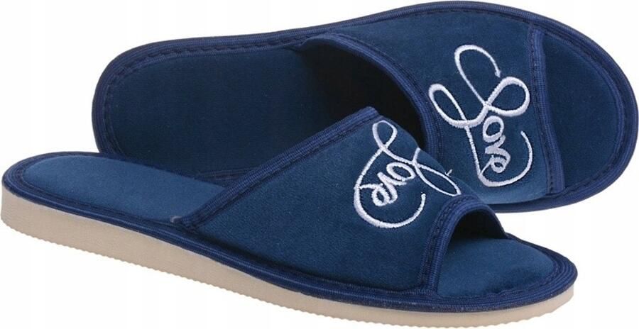 Dames Pantoffels van Velours Marineblauw