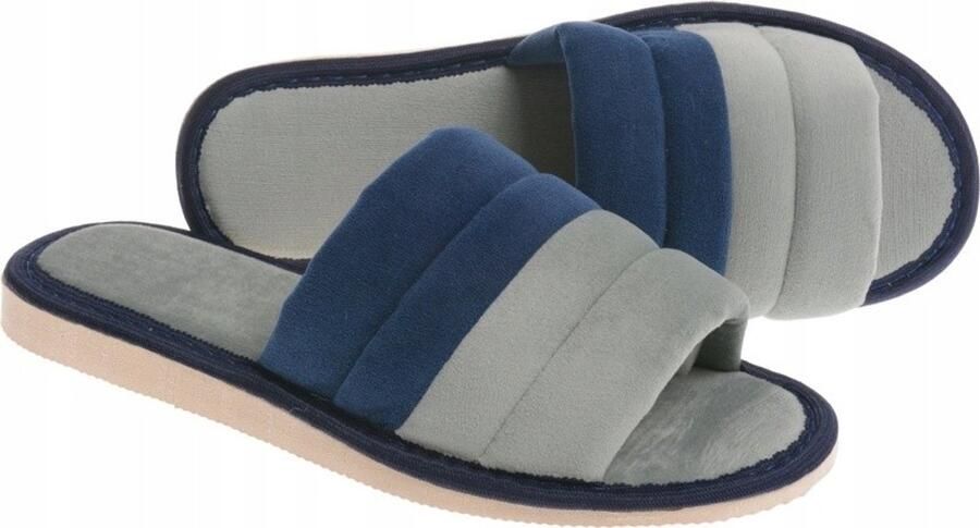 Dames Pantoffels van Velours Navy Grijs