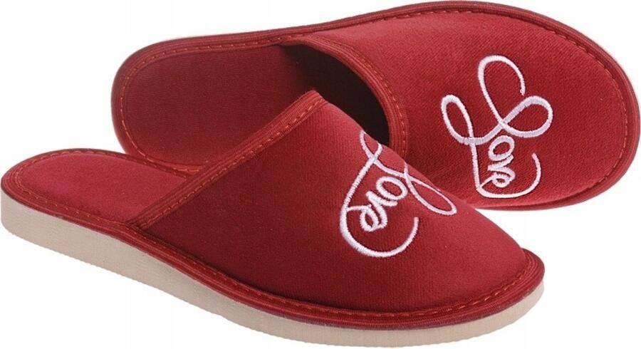 Dames pantoffels van velours volledig gesloten bordeauxrood