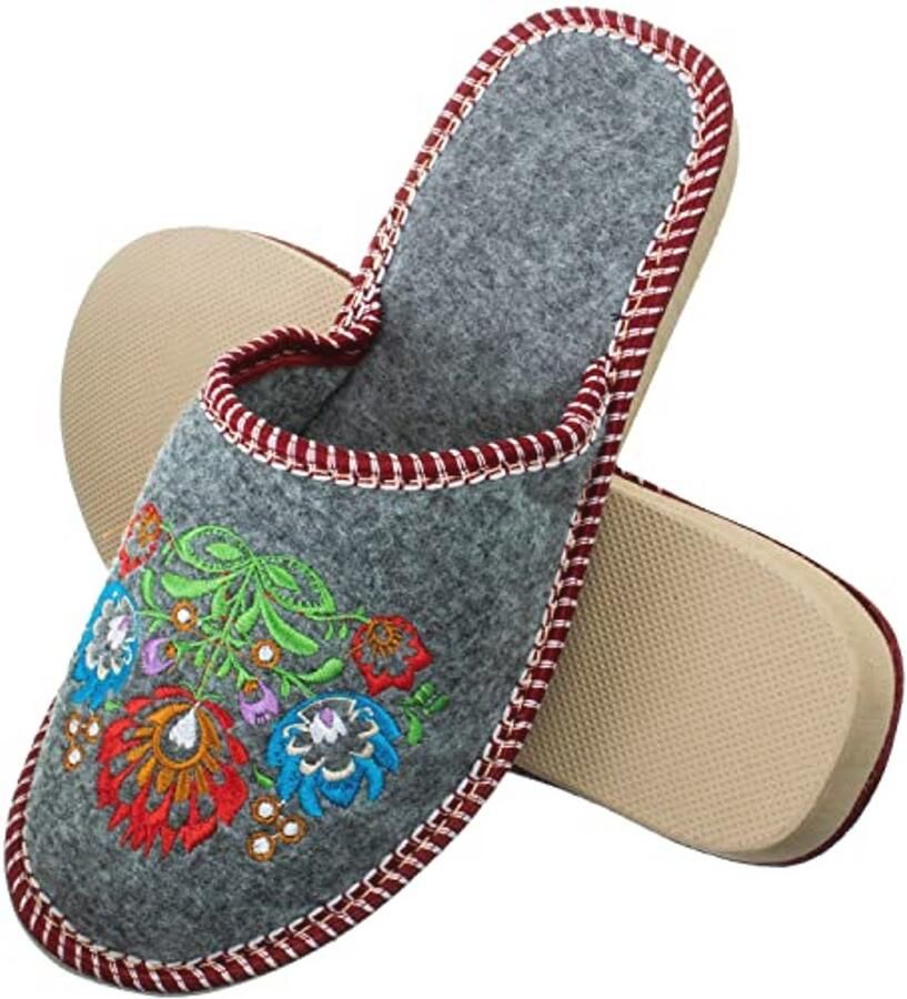 Dames Pantoffels van Vilt Comfortabele en Antislip Slippers voor Vrouwen