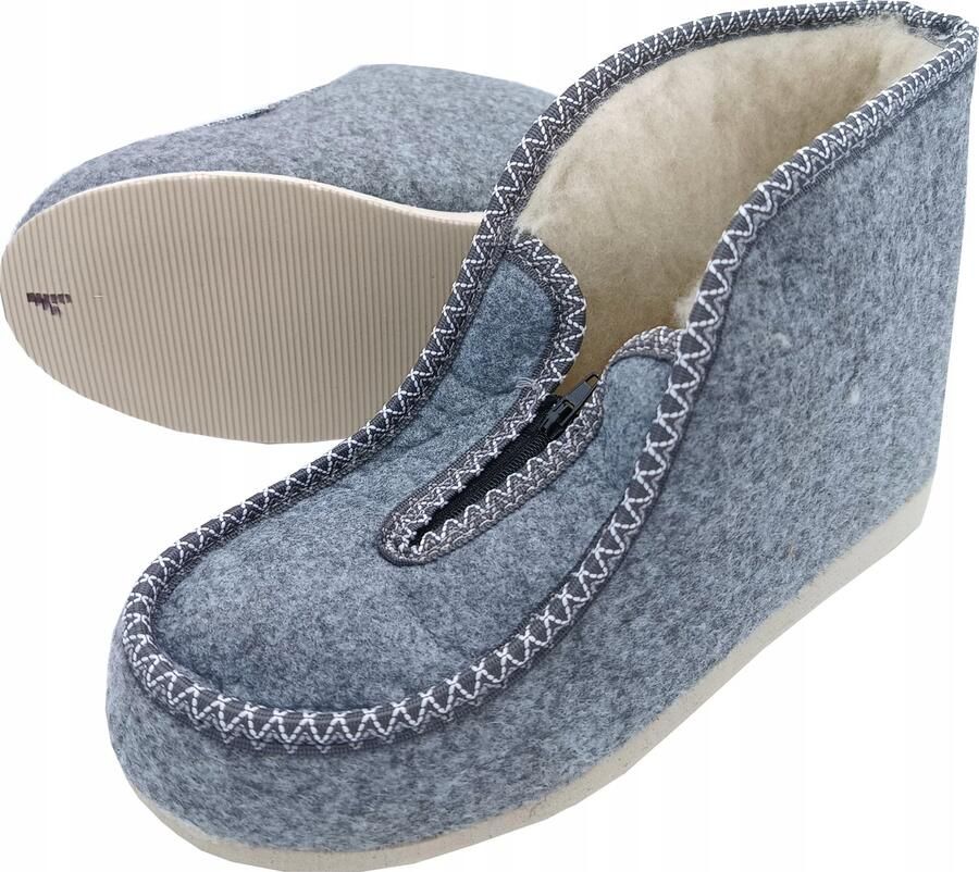 Dames pantoffels van vilt met rits warm en comfortabel