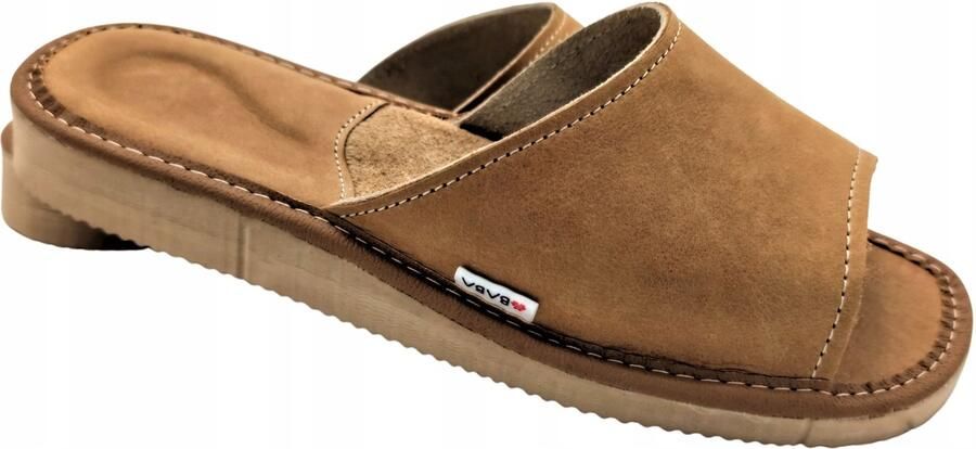 Dames Pantoffels van Zacht Leer Comfortabel en Licht Bruin
