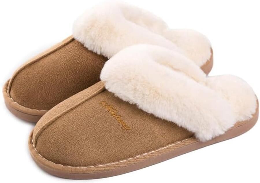 Dames Pantoffels Warme Pluche Huisslippers met Memory Foam Antislip Rubberen Zool Binnen en Buiten