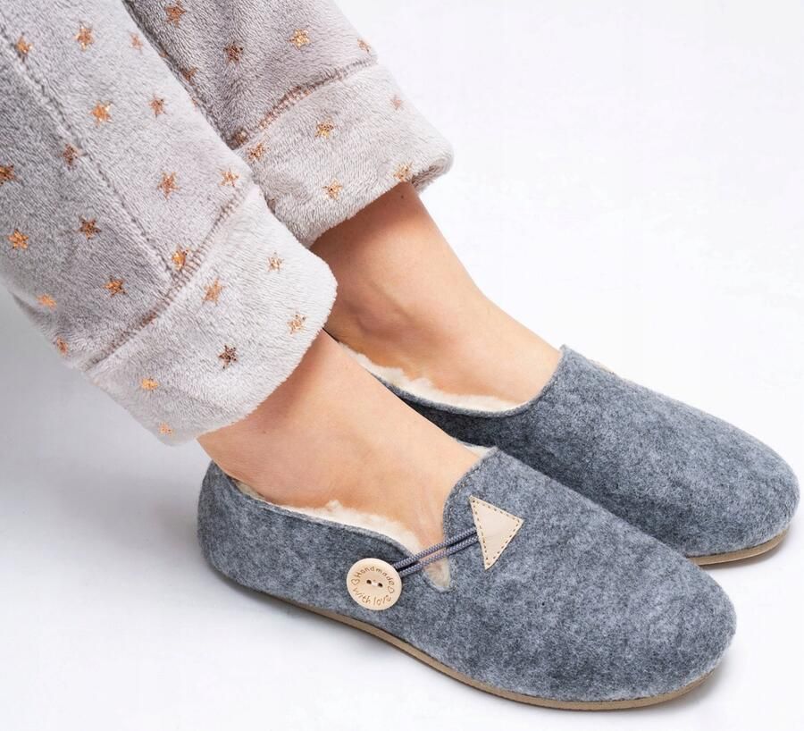 Dames pantoffels warme winter sloffen met knoop
