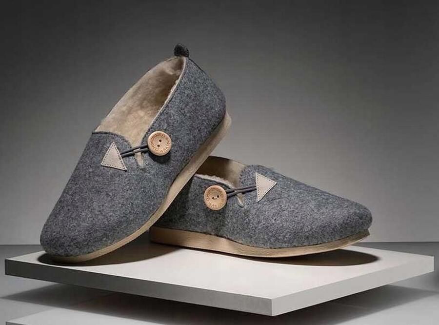 Dames pantoffels warme winter sloffen met knoop