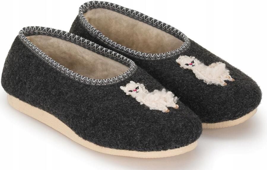 Dames pantoffels warme winter sloffen met lama applicatie