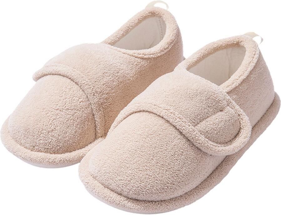 Dames Pantoffels Winter Warme Pluche Huisslippers Antislip Zachte Zool Verstelbare Band Voor Binnen en Thuis Khaki Valt Klein