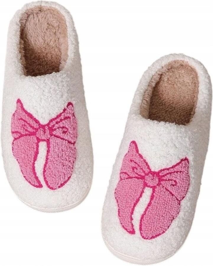 Dames Pantoffels Wit met Roze Strik