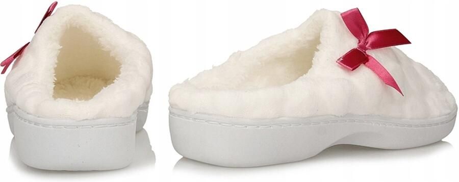 Dames Pantoffels Wit met Roze Strik Slippers DU 23547L